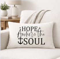 Hope Anchors the Soul – Faith-Inspired Linen Throw Pillow