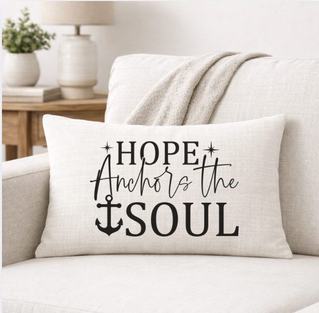 Hope Anchors the Soul – Faith-Inspired Linen Throw Pillow