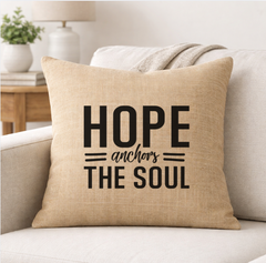 Hope Anchors the Soul – Faith-Inspired Linen Throw Pillow