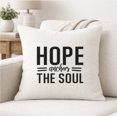 Hope Anchors the Soul – Faith-Inspired Linen Throw Pillow