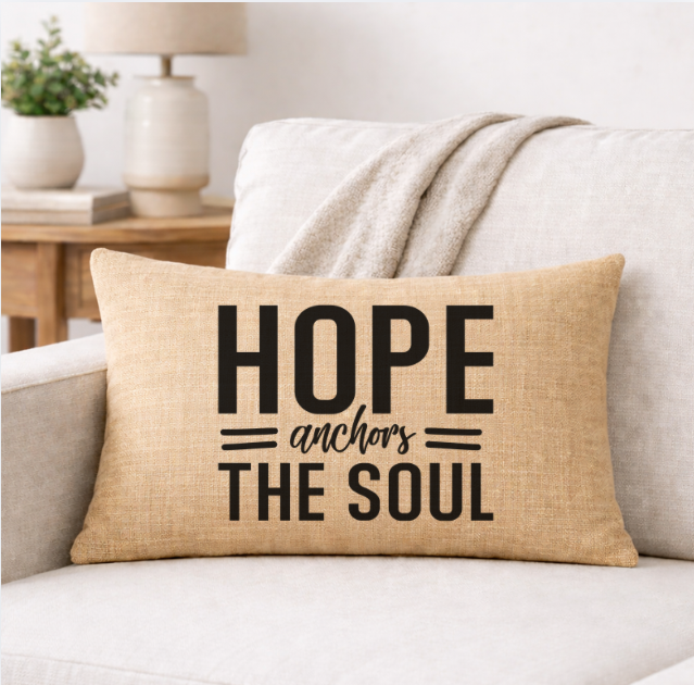 Hope Anchors the Soul – Faith-Inspired Linen Throw Pillow