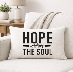 Hope Anchors the Soul – Faith-Inspired Linen Throw Pillow