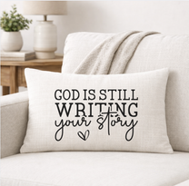 God is Still Writing Your Story – Faith-Inspired Linen Throw Pillow