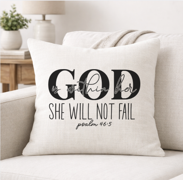 God is With Her – Faith-Inspired Linen Throw Pillow