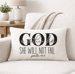 God is With Her – Faith-Inspired Linen Throw Pillow
