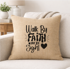 Walk by Faith– Faith-Inspired Linen Throw Pillow