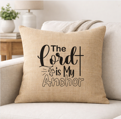 The Lord is My Anchor – Faith-Inspired Linen Throw Pillow