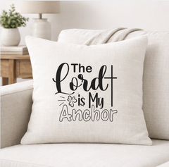 The Lord is My Anchor – Faith-Inspired Linen Throw Pillow
