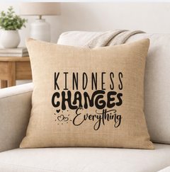 Kindness Changes Everything – Faith-Inspired Linen Throw Pillow