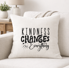 Kindness Changes Everything – Faith-Inspired Linen Throw Pillow