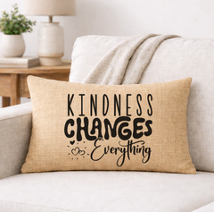 Kindness Changes Everything – Faith-Inspired Linen Throw Pillow