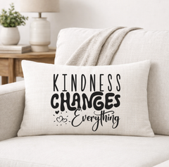 Kindness Changes Everything – Faith-Inspired Linen Throw Pillow