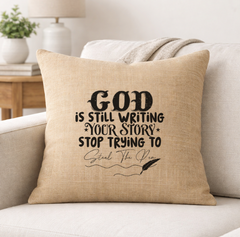 Stop Trying to Steal The Pen – Faith-Inspired Linen Throw Pillow