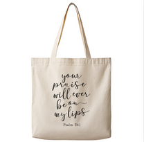 Psalm 34:1– Canvas Tote Bag