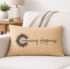 Embracing Happiness – Faith-Inspired Linen Throw Pillow