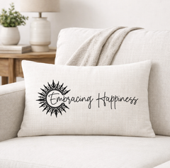Embracing Happiness – Faith-Inspired Linen Throw Pillow