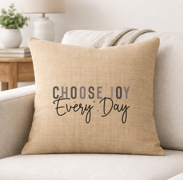 Choose Joy, Every Day – Faith-Inspired Linen Throw Pillow