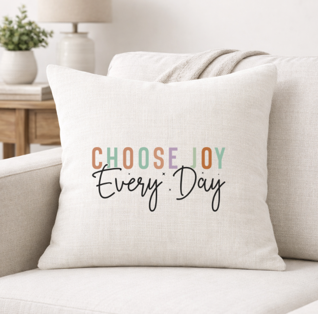 Choose Joy, Every Day – Faith-Inspired Linen Throw Pillow