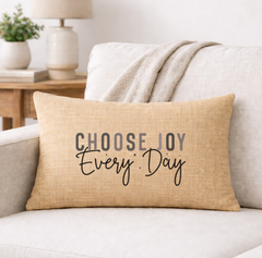 Choose Joy, Every Day – Faith-Inspired Linen Throw Pillow