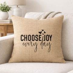 Choose Joy Every Day – Faith-Inspired Linen Throw Pillow