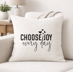 Choose Joy Every Day – Faith-Inspired Linen Throw Pillow