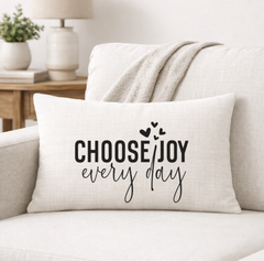 Choose Joy Every Day – Faith-Inspired Linen Throw Pillow