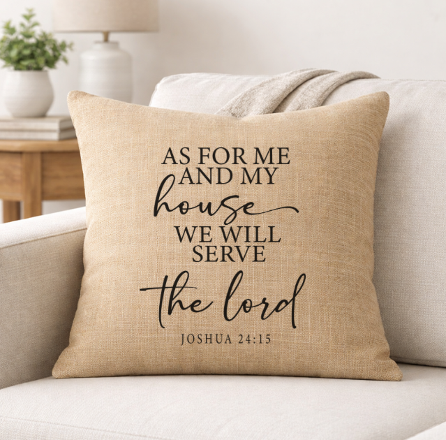 As For Me and My House – Faith-Inspired Linen Throw Pillow(Copy)