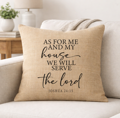 As For Me and My House – Faith-Inspired Linen Throw Pillow(Copy)