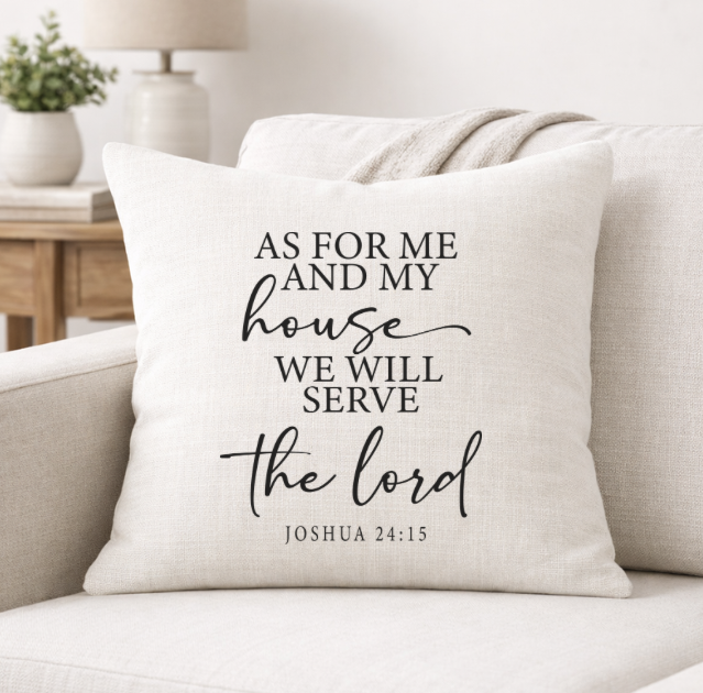 As For Me and My House – Faith-Inspired Linen Throw Pillow(Copy)