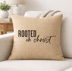 Rooted in Christ – Faith-Inspired Linen Throw Pillow