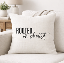 Rooted in Christ – Faith-Inspired Linen Throw Pillow