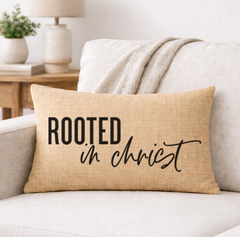 Rooted in Christ – Faith-Inspired Linen Throw Pillow