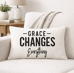 Grace Changes Everything – Faith-Inspired Linen Throw Pillow