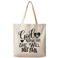 God is Within Her She Will Not Fail – Canvas Tote Bag