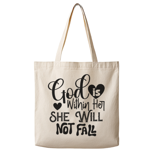 God is Within Her She Will Not Fail – Canvas Tote Bag
