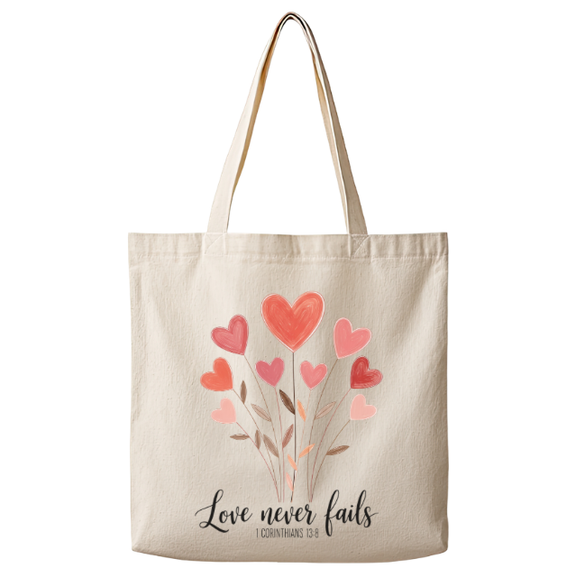 Love Never Fails – Canvas Tote Bag