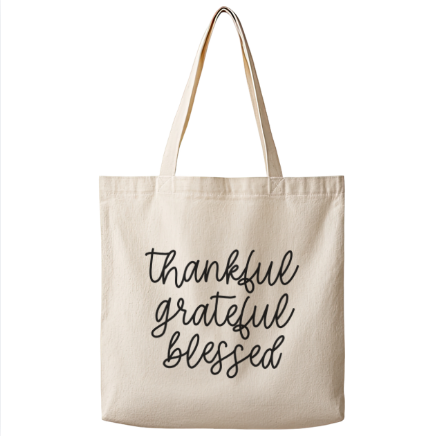 Thankful Grateful Blessed– Canvas Tote Bag