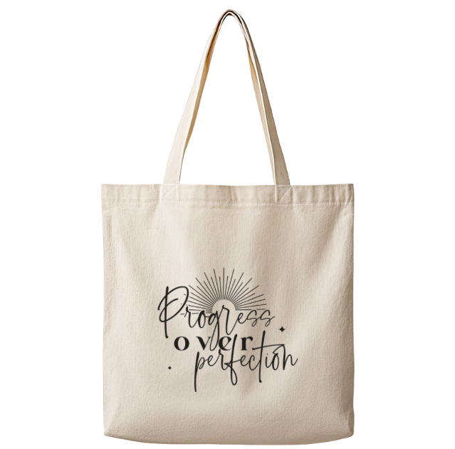 Progress Over Perfection – Canvas Tote Bag