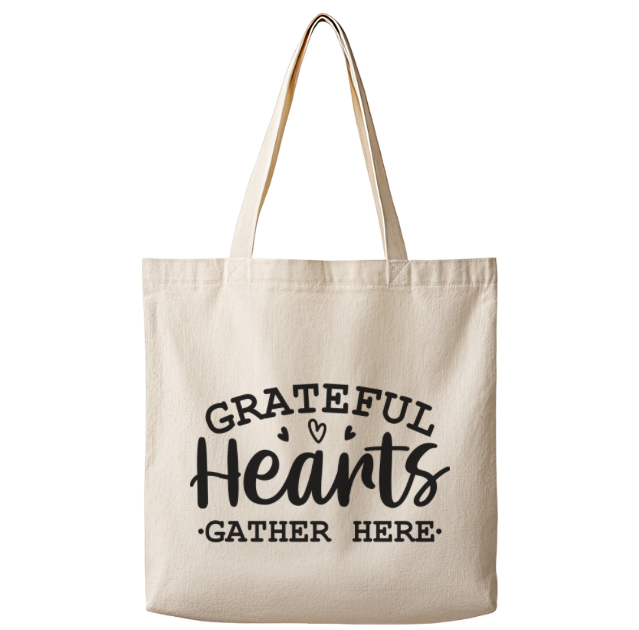 Grateful Hearts Gather Here – Canvas Tote Bag