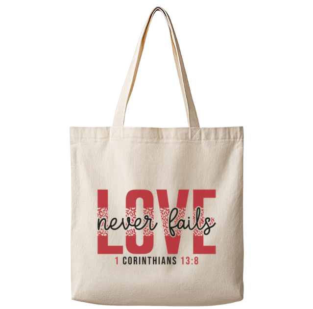 Love Never Fails – Canvas Tote Bag