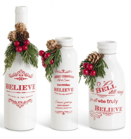 White Ceramic Christmas Message Bottle