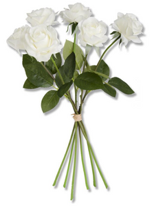 17 Inch Real Touch Full Bloom Rose Stem with Foliage (6 Stems)