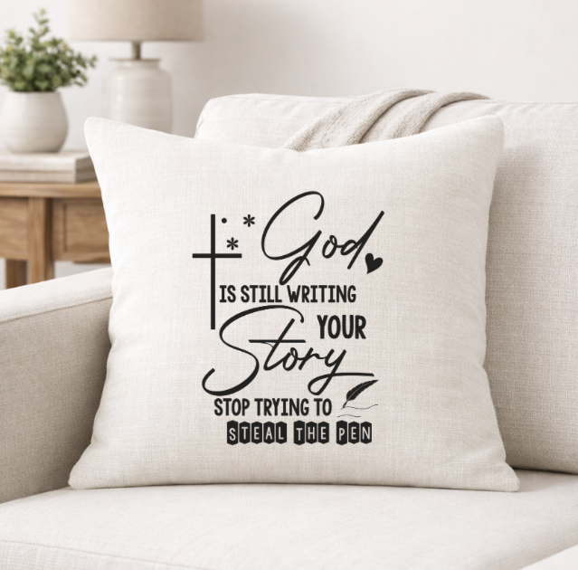Stop Trying to Steal The Pen – Faith-Inspired Linen Throw Pillow