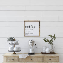 Coffee Noun Wood Sign: Black