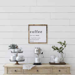 Coffee Noun Wood Sign: White