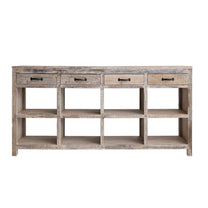 Reclaimed Wood Sideboard w/ 4 Drawers &amp; 8 Sections, Bleached Finish