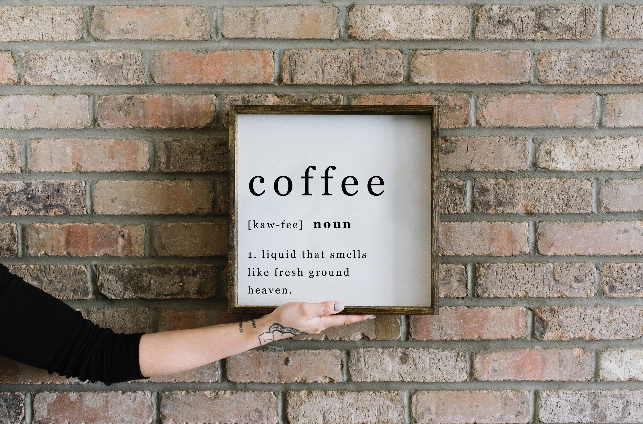 Coffee Noun Wood Sign: Black