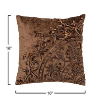 Embroidered Velvet Pillow