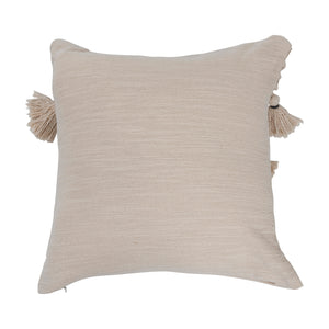 Woven Cotton & Jute Macrame Pillow with Tassels