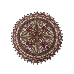 Round Cotton Embroidered Pillow